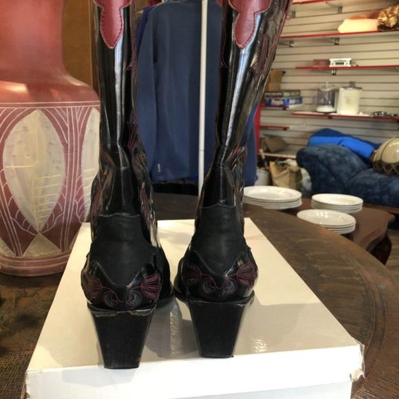 Leather & Suede Cowboy Boots - Picture 3 of 3